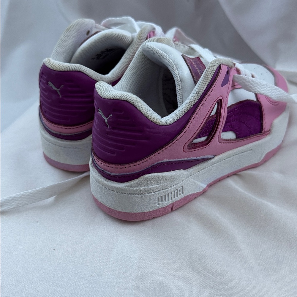 Puma Little Girl Slipstream Runaway Lace Up Sneaker Size 1 Pink, Purple & White - Picture 6 of 15
